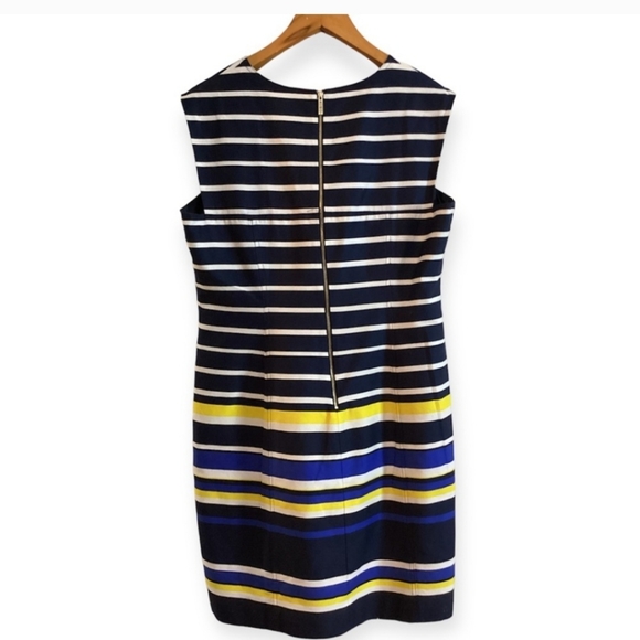 Tommy Hilfiger Blue Striped V-Neck Dress Size 16 - Picture 4 of 11